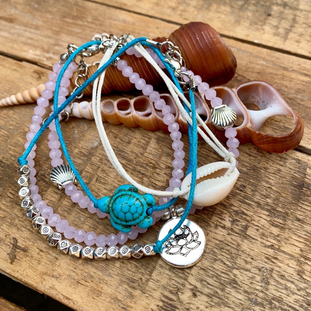 ✨4-PIECE BOHO CHARM ANKLET/BRACELET SET✨